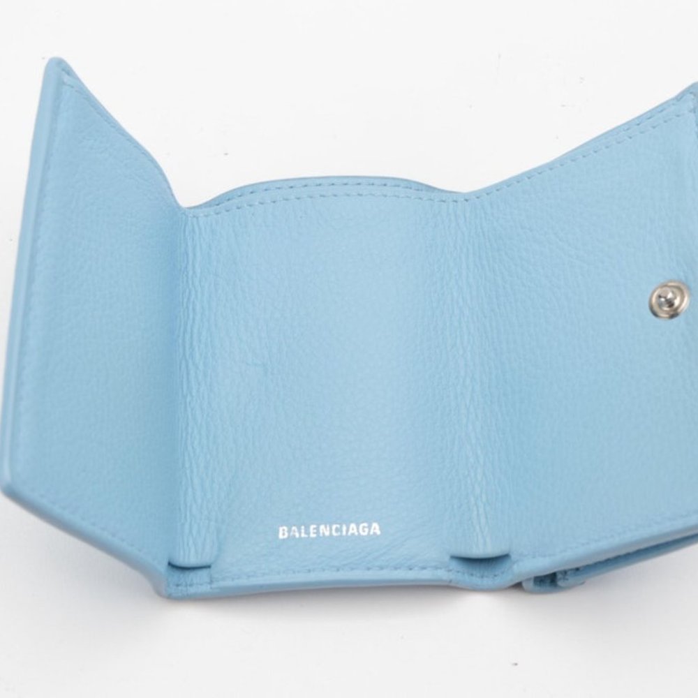 Balenciaga Papier Mini Wallet in Blue Calfskin Lea - Picture 4 of 5